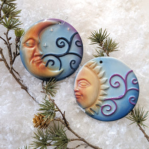 Sun and Moon ornaments (set of two)