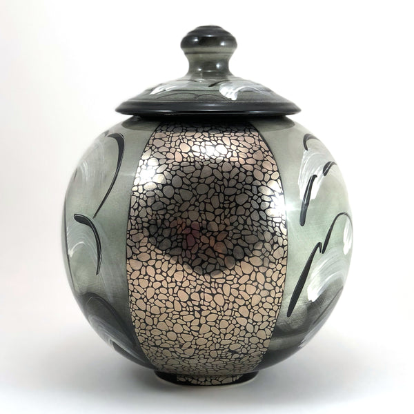 Large Spherical Jar in "Black & White"